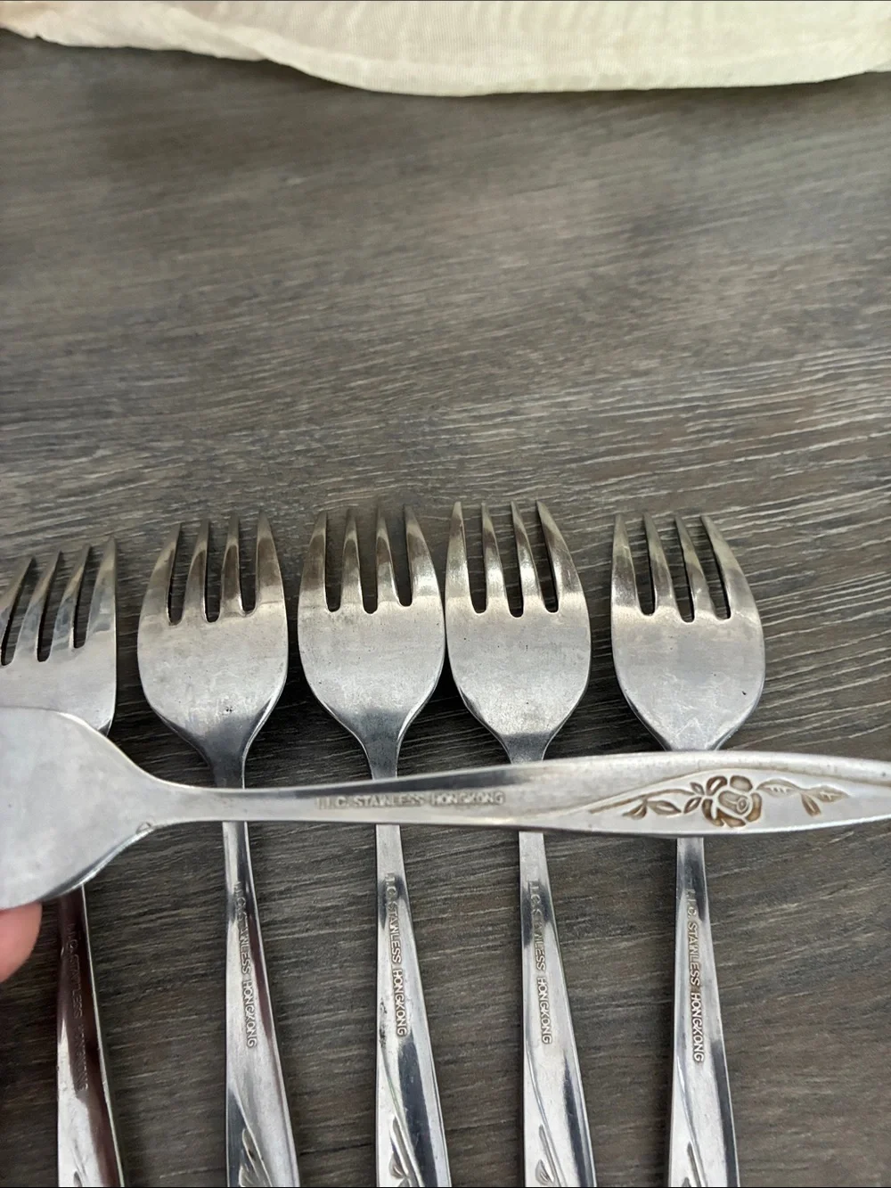 Vintage LLC Hong Kong Stainless Steel Flatware Salad Forks Floral Design